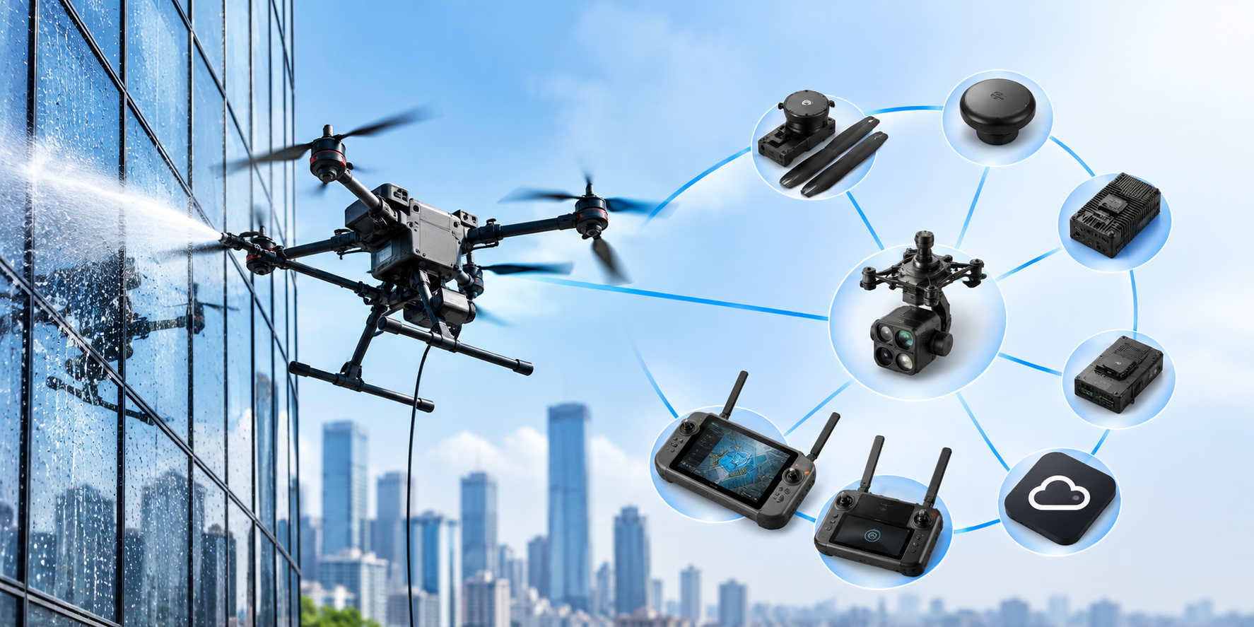 Drone Industrial de Limpeza e Rede Tecnológica